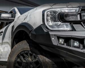 bull bar, front bar, front bumper bar, supreme x-series front bar for Ford Next GEN Ranger with light bar, cube lights, indicator, fog lights, bash plate, recovery points, winch compatible full bumper replacement
