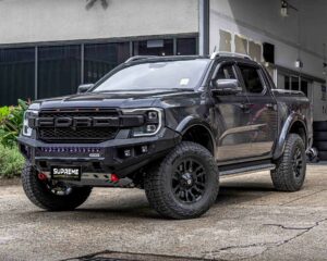 next gen ranger bull bar, front bar, front bumper bar, supreme x-series front bar for ford next gen ranger wildtrak everest with light bar, cube lights, indicator, fog lights, bash plate, recovery points, winch compatible full bumper replacement