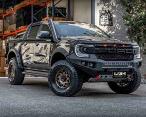 next gen ranger bull bar, front bar, front bumper bar, supreme x-series front bar for ford next gen ranger wildtrak everest with light bar, cube lights, indicator, fog lights, bash plate, recovery points, winch compatible full bumper replacement