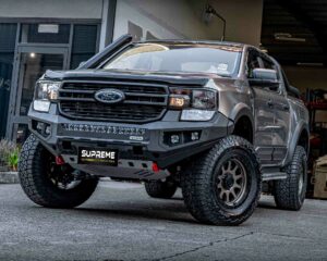 next gen ranger bull bar, front bar, front bumper bar, supreme x-series front bar for ford next gen ranger wildtrak everest with light bar, cube lights, indicator, fog lights, bash plate, recovery points, winch compatible full bumper replacement