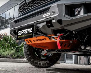 next gen raptor bull bar, front bar, front bumper bar, supreme x-series front bar for Ford Next GEN Raptor with light bar, cube lights, indicator, fog lights, bash plate, recovery points, winch compatible full bumper replacement