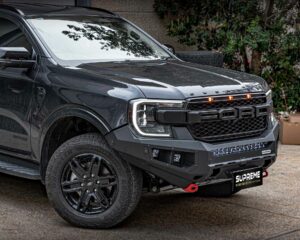 bull bar, front bar, front bumper bar, supreme x-series front bar for Ford Next GEN Everest with light bar, cube lights, indicator, fog lights, bash plate, recovery points, winch compatible full bumper replacement