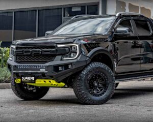 next gen ranger bull bar, front bar, front bumper bar, supreme x-series front bar for Ford Next GEN Ranger with light bar, cube lights, indicator, fog lights, bash plate, recovery points, winch compatible full bumper replacement Colour Coded