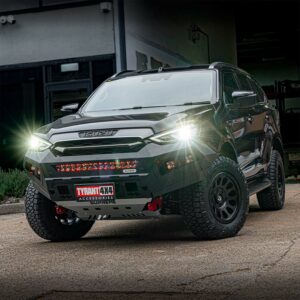 mux bull bar, front bar, front bumper bar, supreme x-series front bar for Isuzu MUX with light bar, cube lights, indicator, fog lights, bash plate, recovery points, winch compatible full bumper replacement