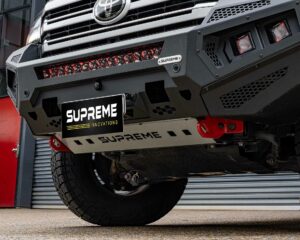 land cruiser 300 bull bar, front bar, front bumper bar, supreme x-series front bar for toyota land cruiser 300 series lc300 with light bar, cube lights, indicator, fog lights, bash plate, recovery points, winch compatible full bumper replacement