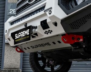 land cruiser 300 bull bar, front bar, front bumper bar, supreme x-series front bar for toyota land cruiser 300 series lc300 with light bar, cube lights, indicator, fog lights, bash plate, recovery points, winch compatible full bumper replacement