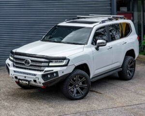 land cruiser 300 bull bar, front bar, front bumper bar, supreme x-series front bar for toyota land cruiser 300 series lc300 with light bar, cube lights, indicator, fog lights, bash plate, recovery points, winch compatible full bumper replacement