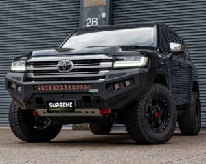 land cruiser 300 bull bar, front bar, front bumper bar, supreme x-series front bar for toyota land cruiser 300 series lc300 with light bar, cube lights, indicator, fog lights, bash plate, recovery points, winch compatible full bumper replacement