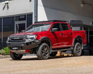 dmax bull bar 2024, front bar my24, front bumper bar, supreme x-series front bar for New Isuzu DMAX 2024 MY24 with light bar, cube lights, indicator, fog lights, bash plate, recovery points, winch compatible full bumper replacement