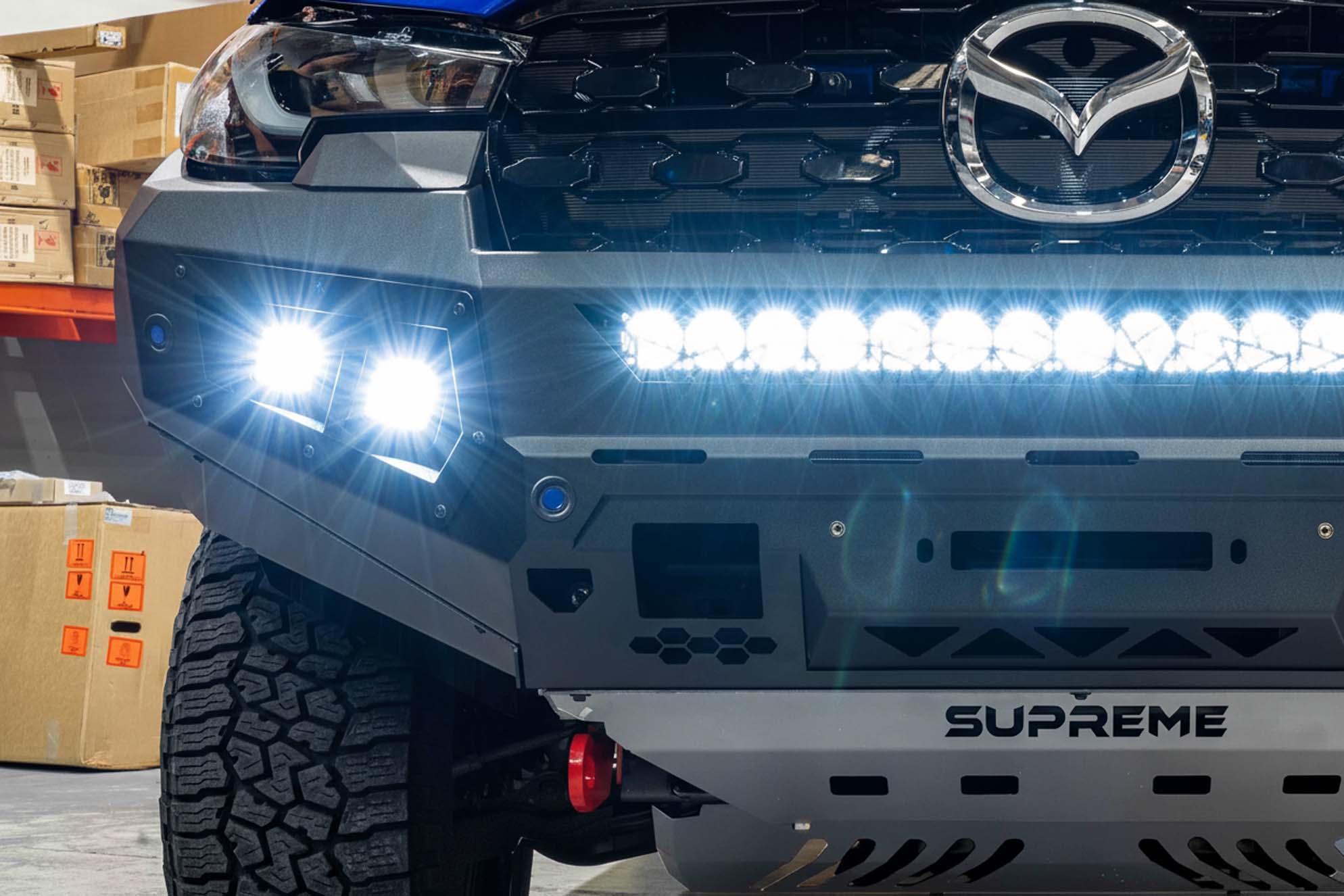 bt50 bull bar, supreme x-series front bar new bt50 2025 hoopless front bar bumper replacement bar mazda bt50